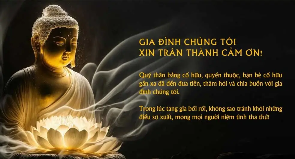 lời cảm ơn sau tang lễ bên phật