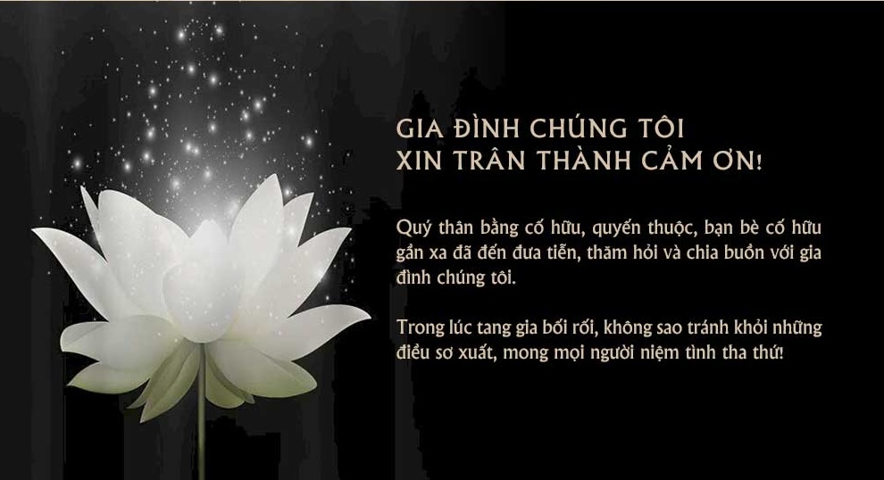 lời cảm ơn sau tang lễ